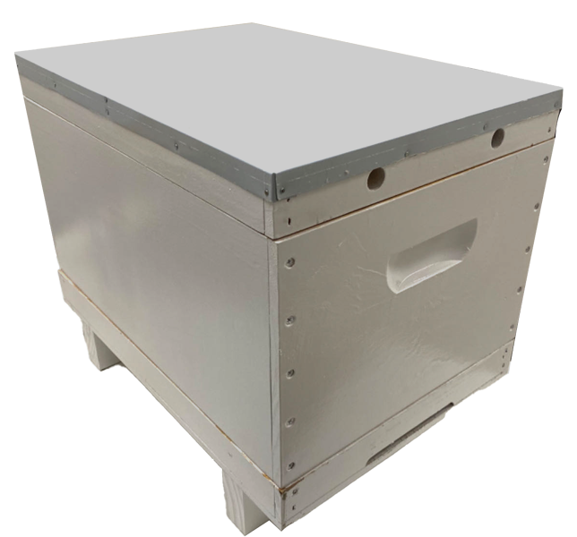 Painted & Waxed Beehive Assembled – 8 Frame Size Single Box with Lid & Base